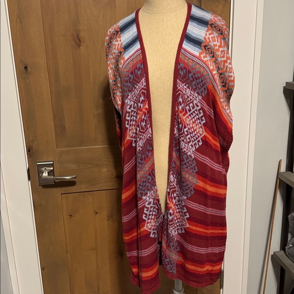 Eddie Bauer Knit Drape Phoenix Vest Womens XL Aztec Tribal Indian Fall colors - Picture 3 of 11